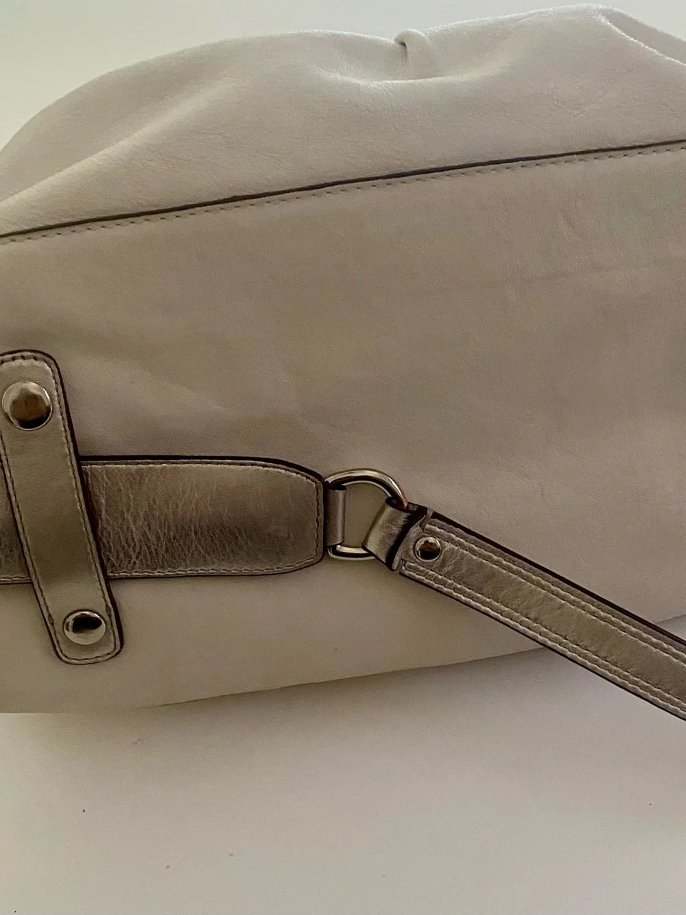 Coach Ashley Cream/Silver Leather Satchel with Convertible Straps